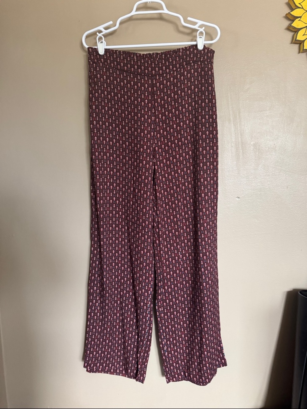 Old Navy Burgundy Printed Wide-Leg Pants